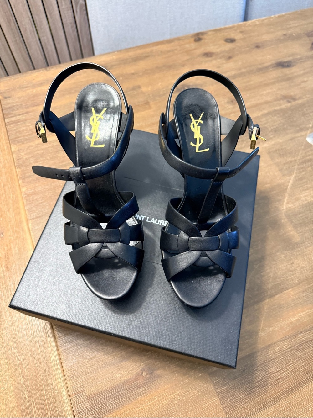 Saint Laurent Black Tribute Platform Sandals